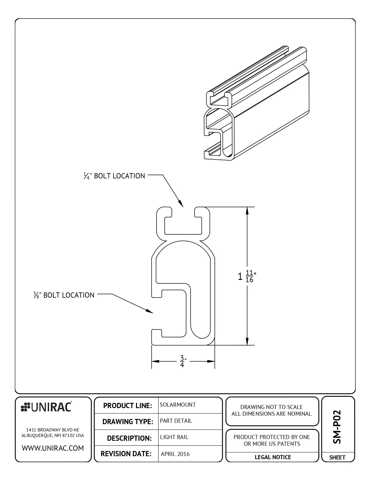 315168D solar mounting rail