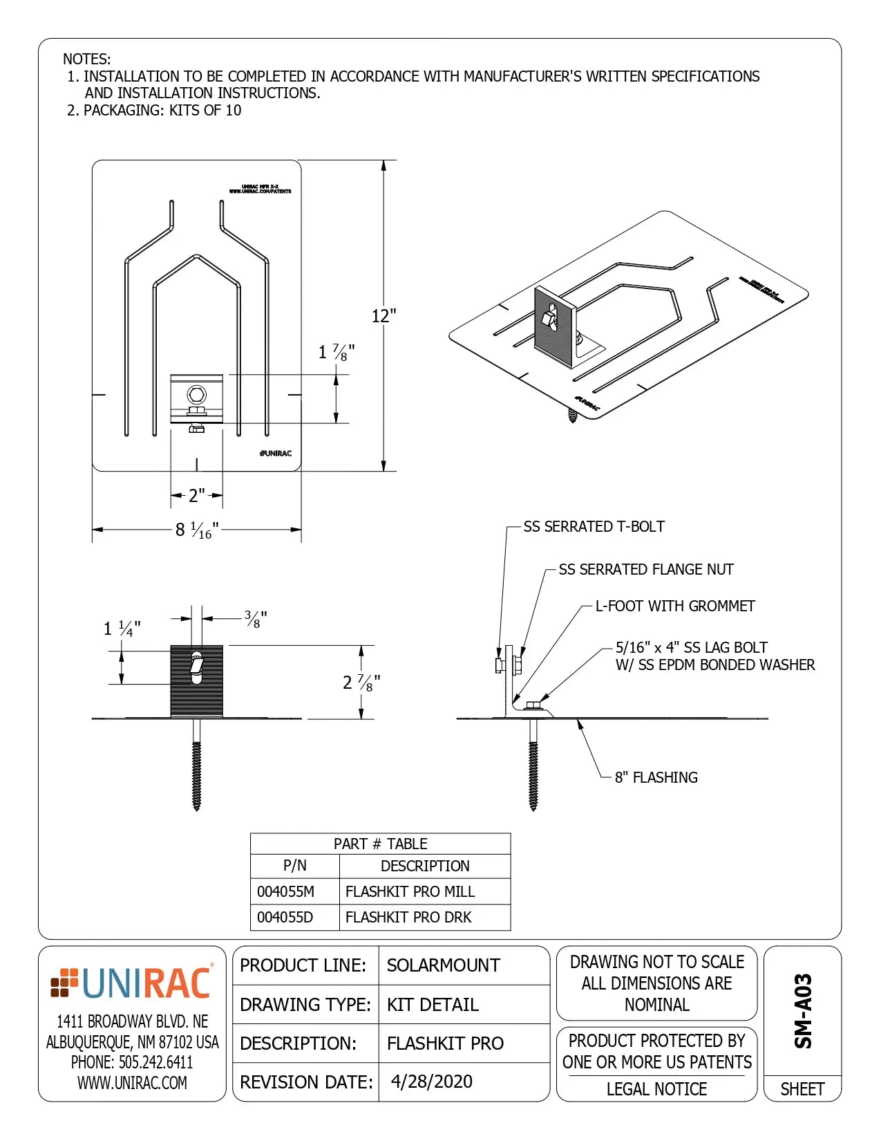 UNI-004055M roof rack hardware