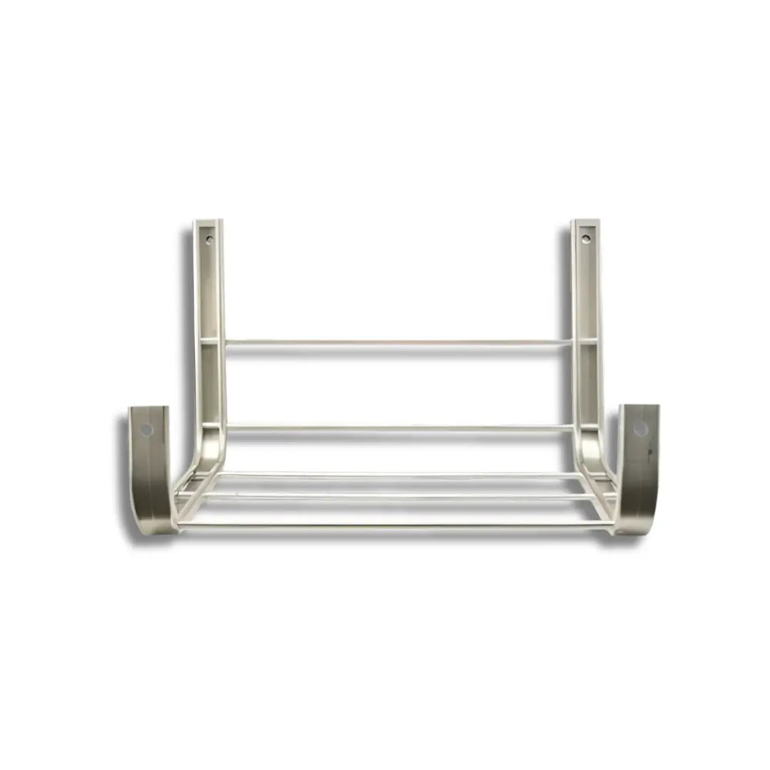A high-resolution product image of 310710 (Unirac ROOFMOUNT URM Ballast Bay), featuring a mill-finish aluminum frame designed for 10-degree tilt commercial solar arrays. The assembly consists of a structural tray designed to hold ballast blocks and support solar modules on flat-roof surfaces without the need for roof penetrations.