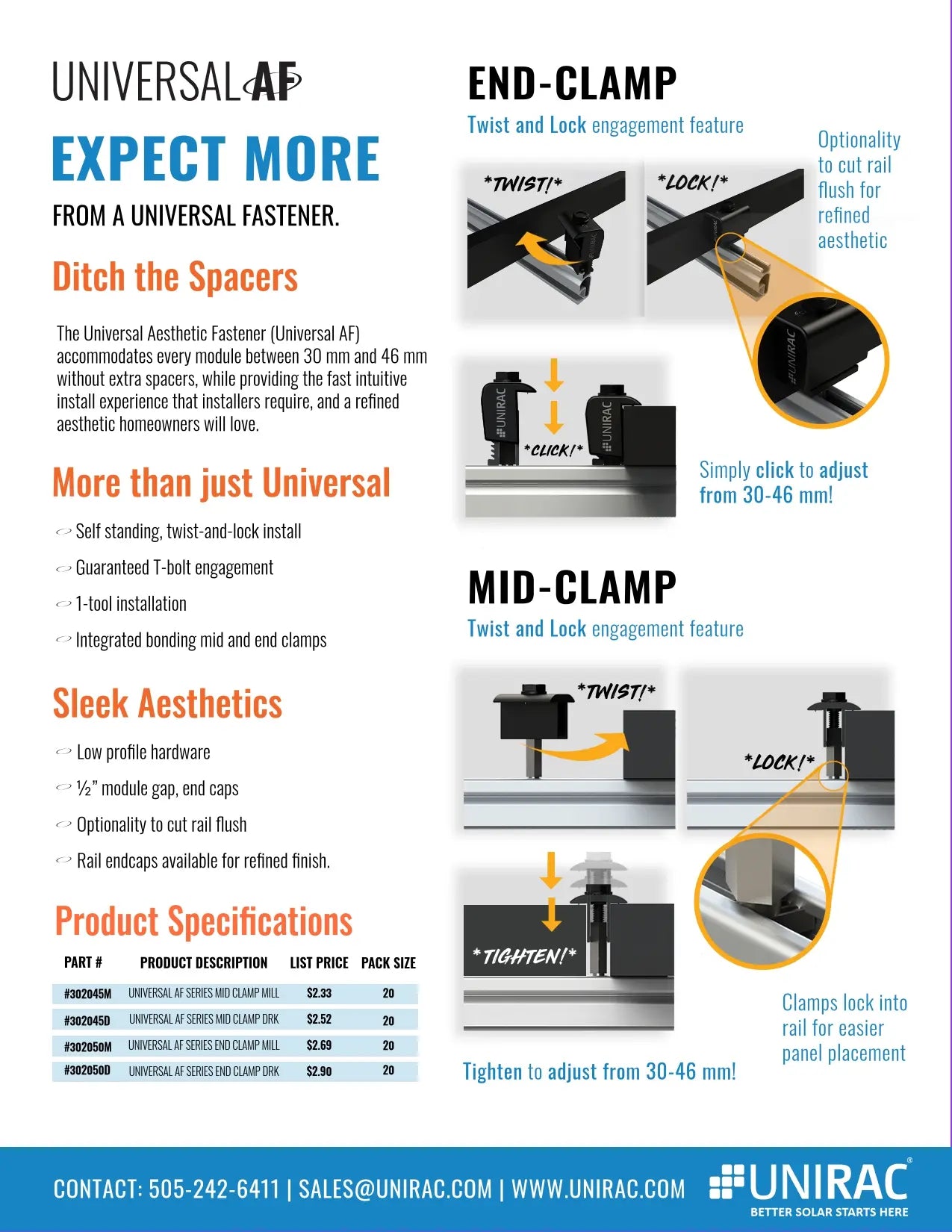Unirac AF Series End Clamp Mill
