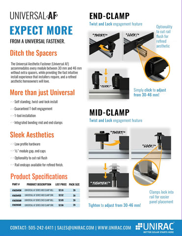 Unirac AF Series End Clamp Mill