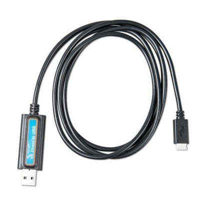 Black USB cable with connectors on a white background
