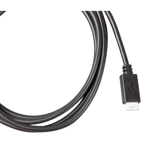 Black USB cable with connector on a white background