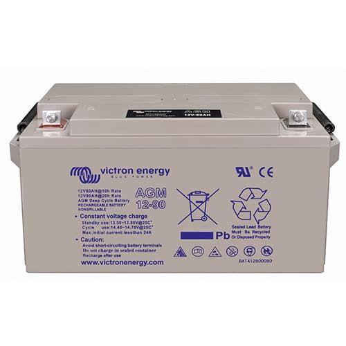 Victron Energy battery AGM 12-90 on a white background