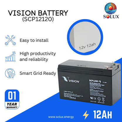 This is an image of Vision 12V 12Ah Battery Sealed Lead-Acid AGM