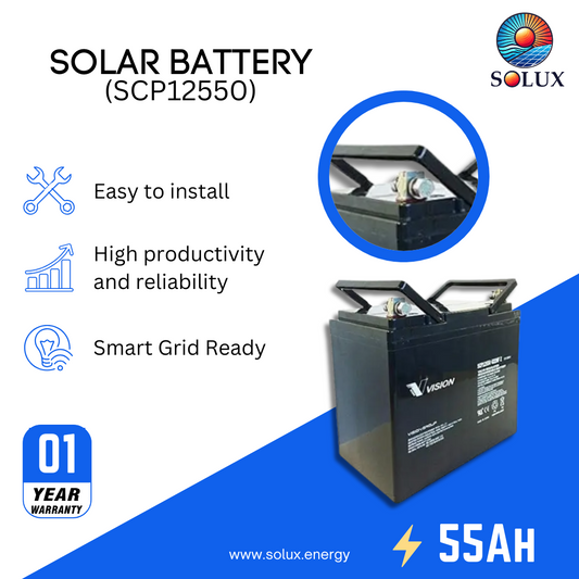 This is an image of Vision 12V 55ah Battery Sealed Lead Acid AGM