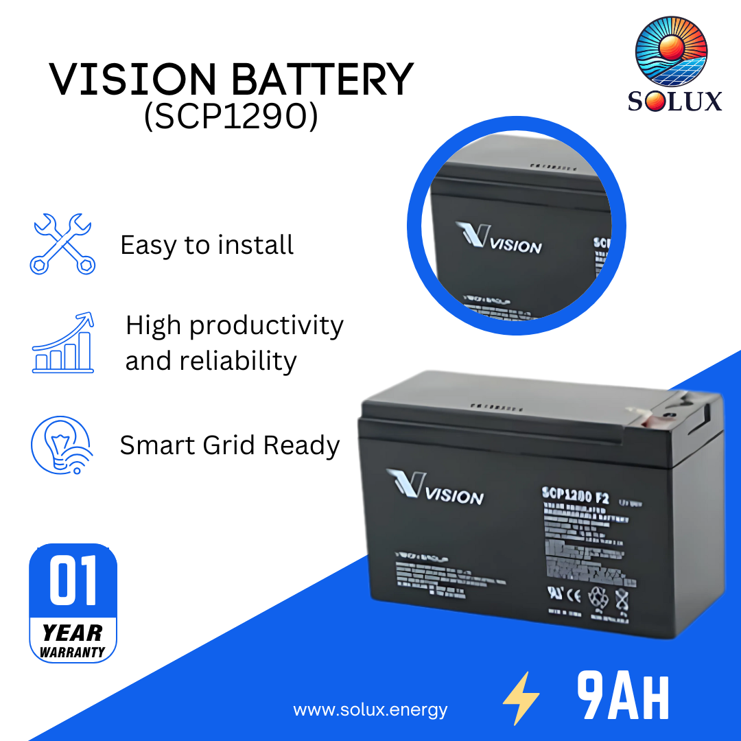 This is an image of Vision 12V 9Ah SLA Battery SCP1290 