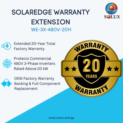 SolarEdge WE-3-480V-20H - 20-Year Warranty Extension for 3PH 480V Commercial Inverters (>20kW)
