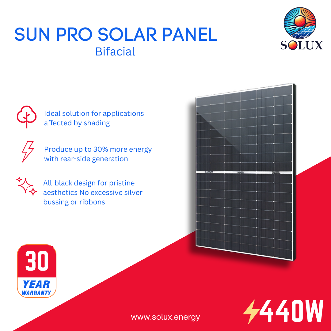 This is an image of Sun Pro Solar Panels - YH 440W Bifacial Half-Cell
