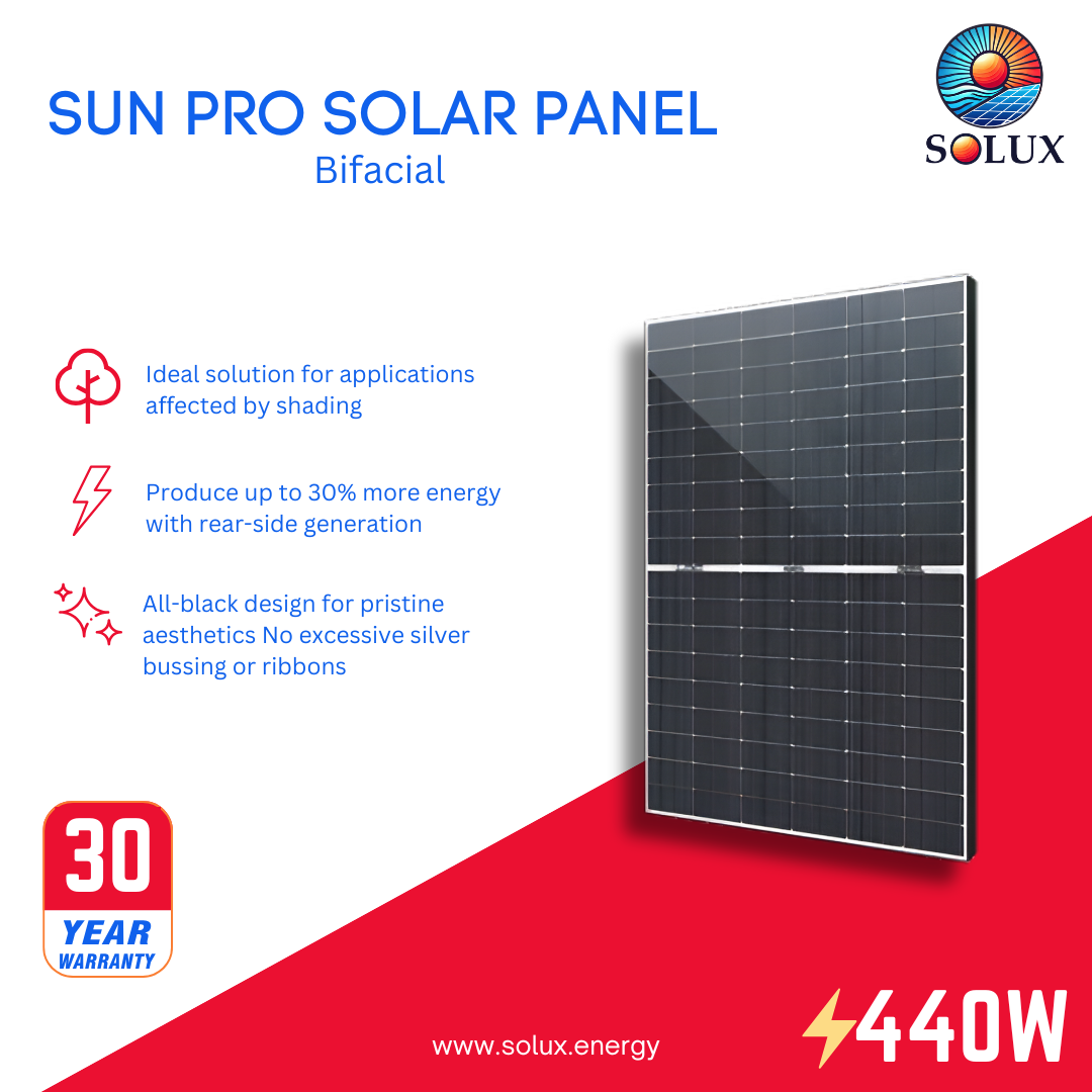 This is an image of 440W YHSUNPRO Bifacial Half-Cell Solar Panel