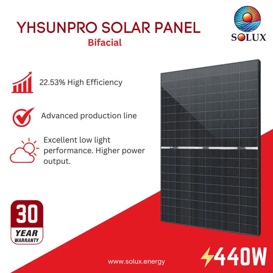 This is an image of SUNPRO SPDG-440-N108M10 440 Watt Bifacial Solar Panel