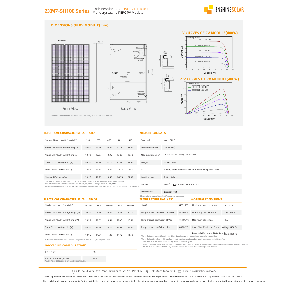 ZXM7-SH108-410 self cleaning solar panels