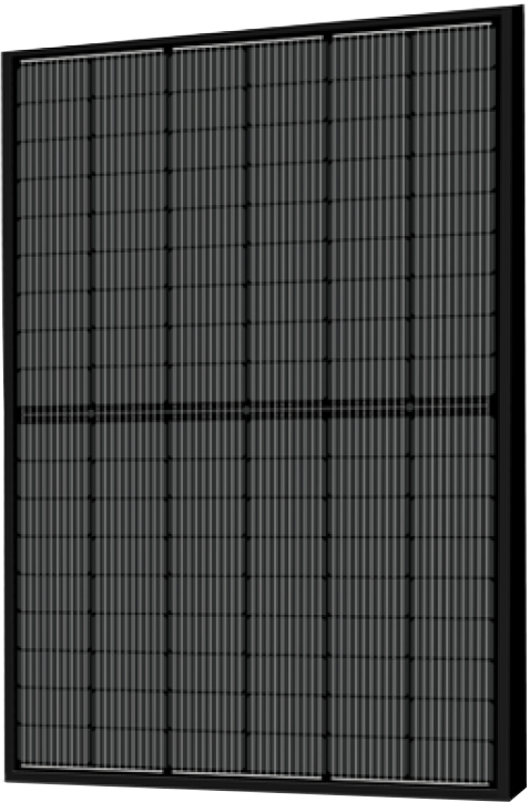 ZNShine monocrystalline 410 watt Solar panel with grid pattern on a transparent background
