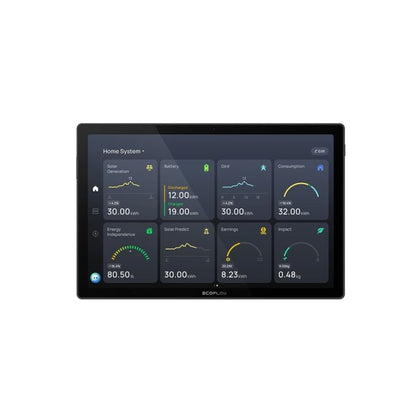 EcoFlow Ocean Power Insight 2 -Smart home energy hub with a 12-inch touch screen for easy control and real-time energy tracking by day, month, and year.