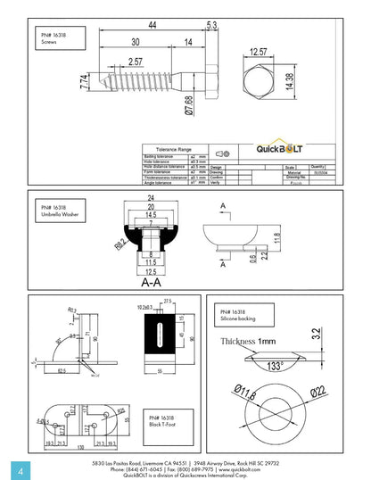 Quickscrews 16318 DECK MOUNT, KIT