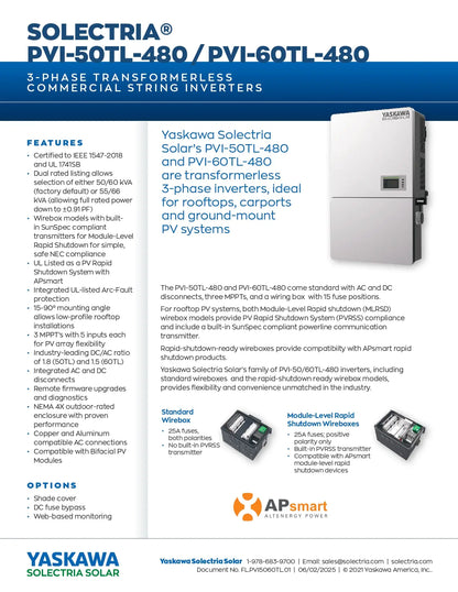 Yakasawa Solectria PVI-36-50-60TL-WB-S Transformerless Inverter Fused Wiring Box