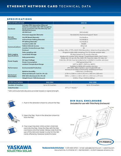 Yakasawa Solectria ENC-C510 Cellular Sim Chip for Network Card