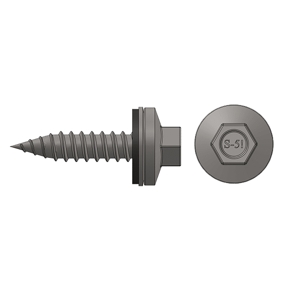 Metal screw with hex head and threading on a white background